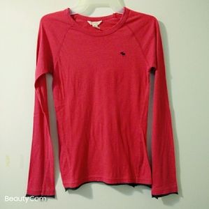 Abercrombie & Fitch Long Sleeve Pink Brown Tee Medium